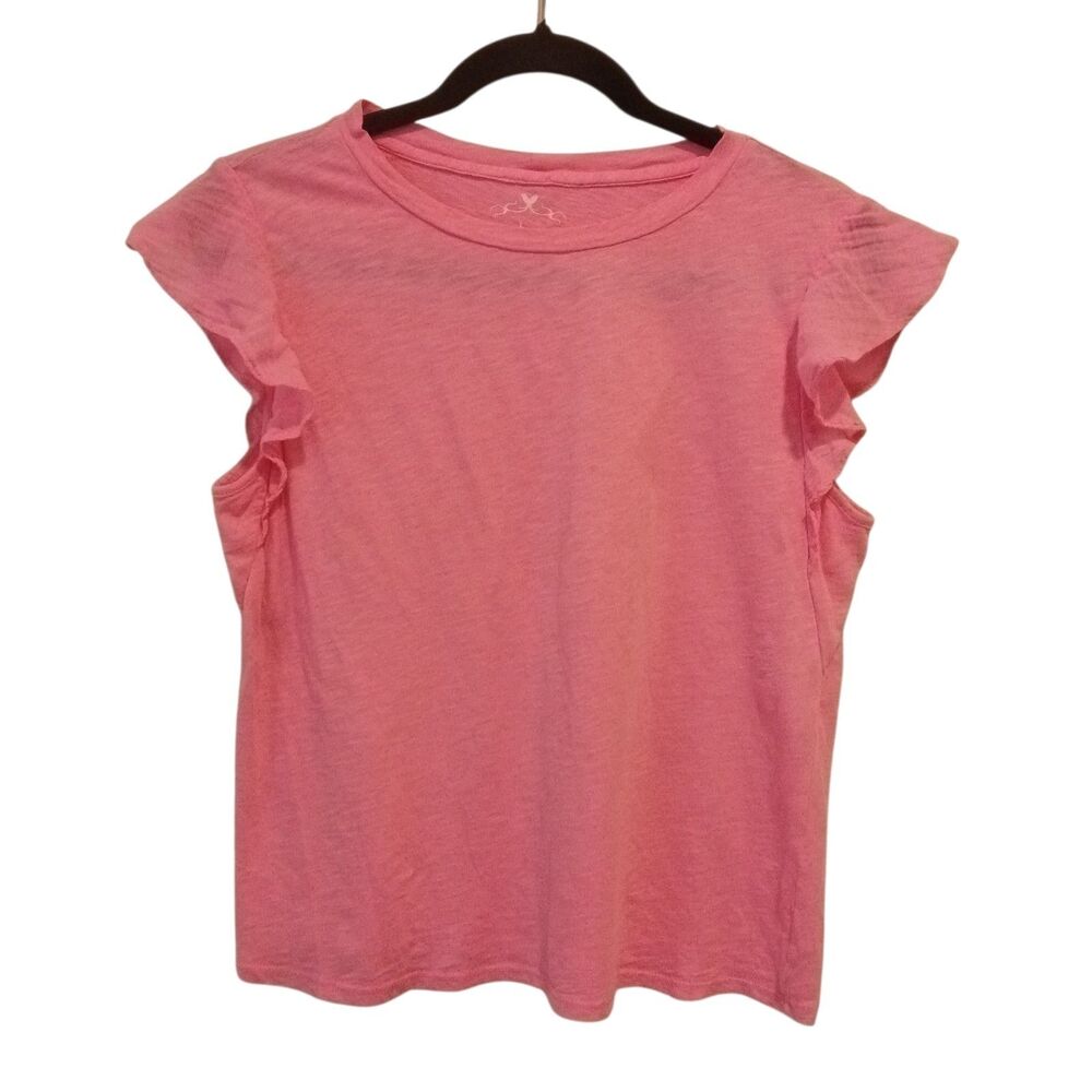 $119 Velvet by Graham & Spencer Women's Pink Lupita Ruffled Tank Top Size‎ XS